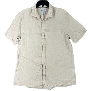 Ike Behar Pure Linen Casual Shirt Mens L Beige Luxe Travel Resort Club